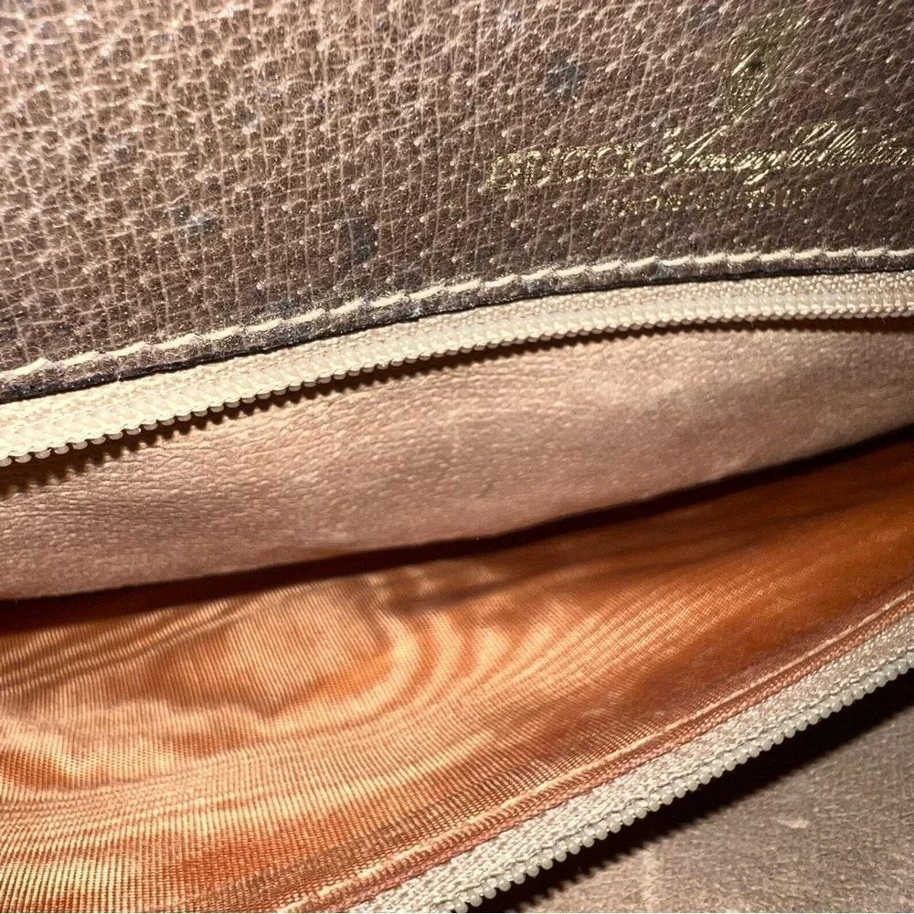 Gucci Vintage GG Monogram Canvas Crossbody Clutch Bag Brown Leather Trim - Picture 10 of 16